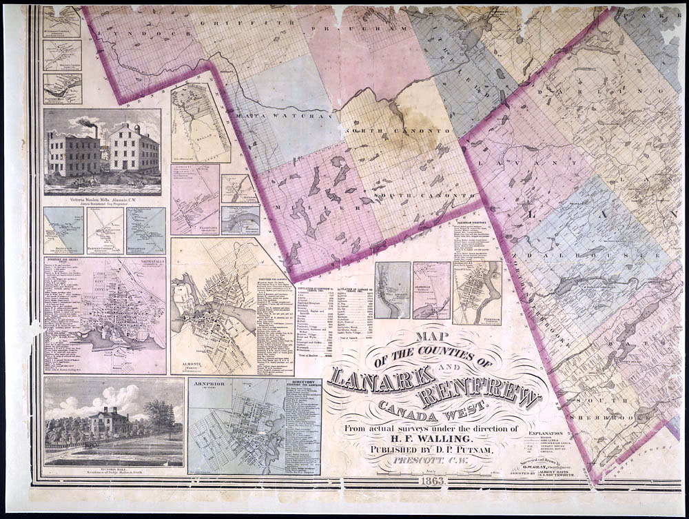 Walling's 1863 Map of Lanark County - west side